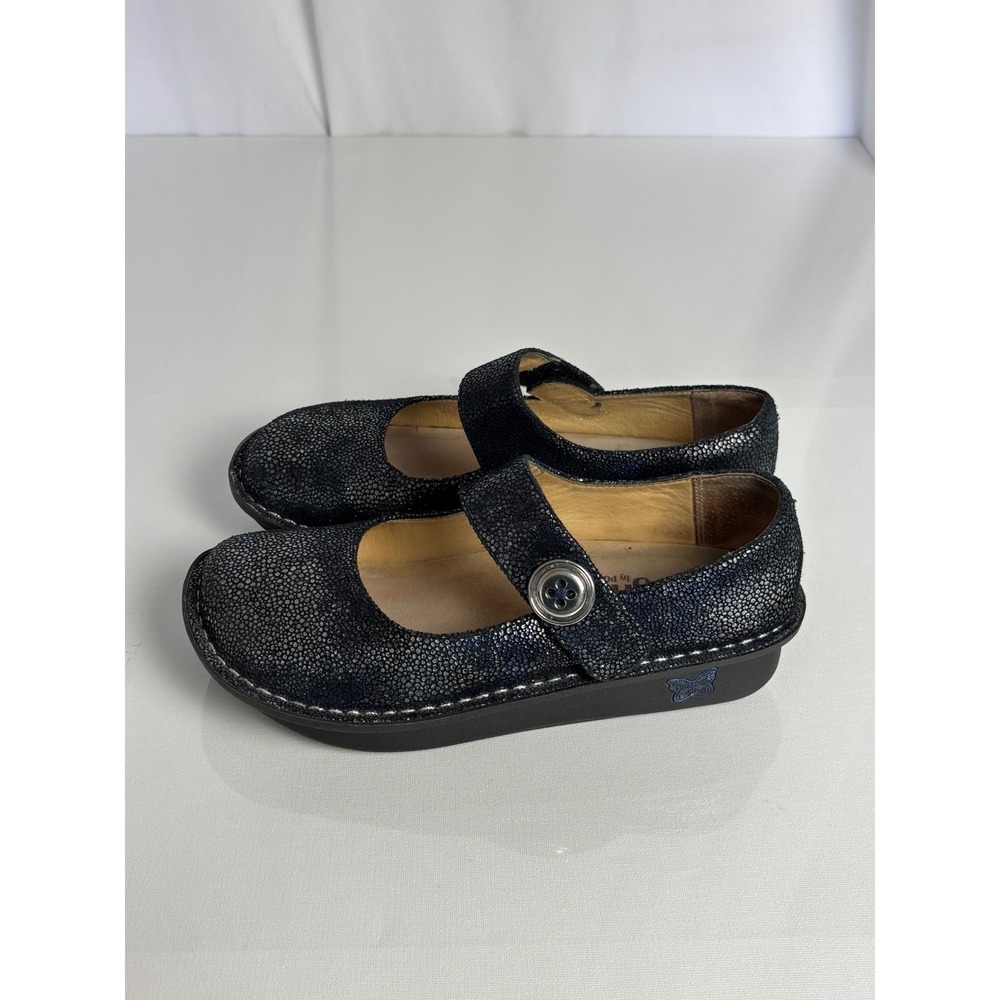 Alegria Paloma Mary Jane Shoes Black Blue Stingray Leather EU 38 US 8-8.5 - Picture 11 of 12